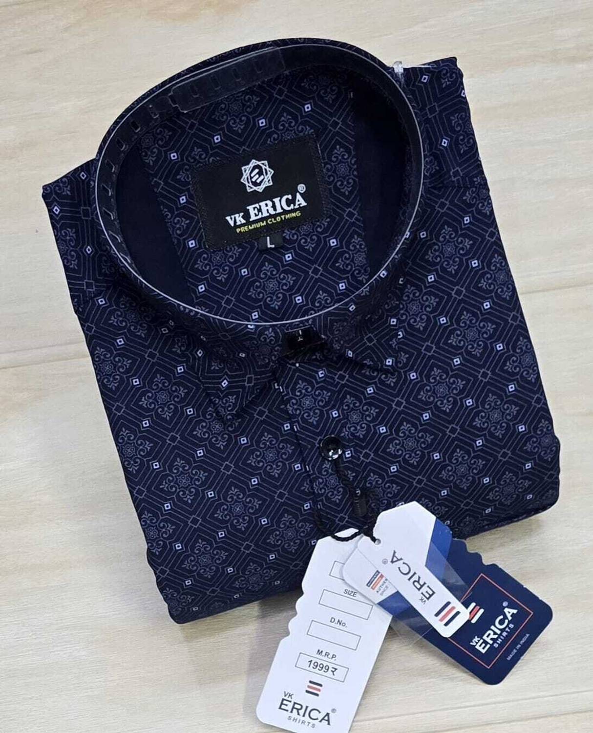 Erica Men Blue Printed Formal Shirt - Image 1