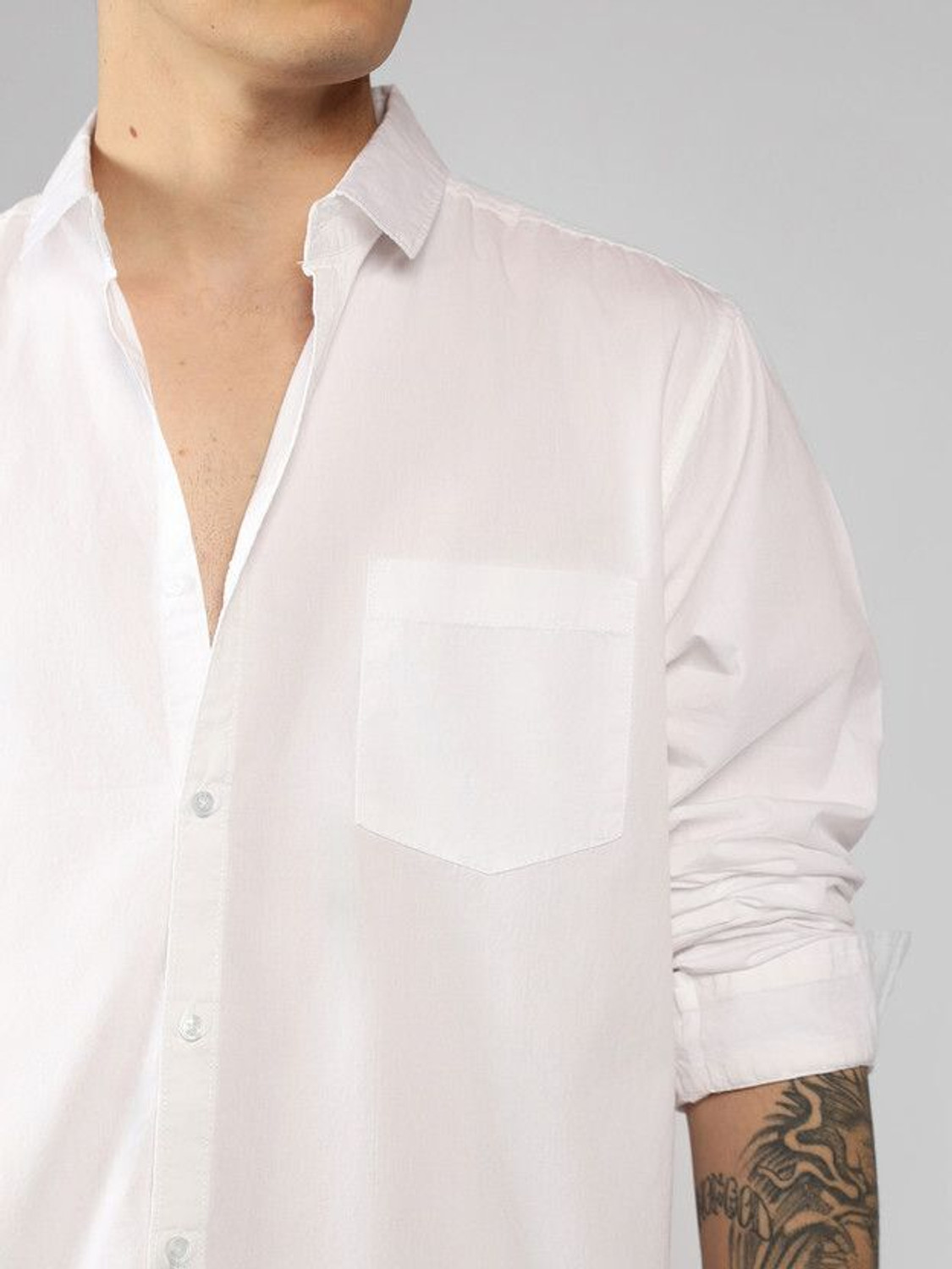 Image of ZEVARO Men Solid Formal White Shirt