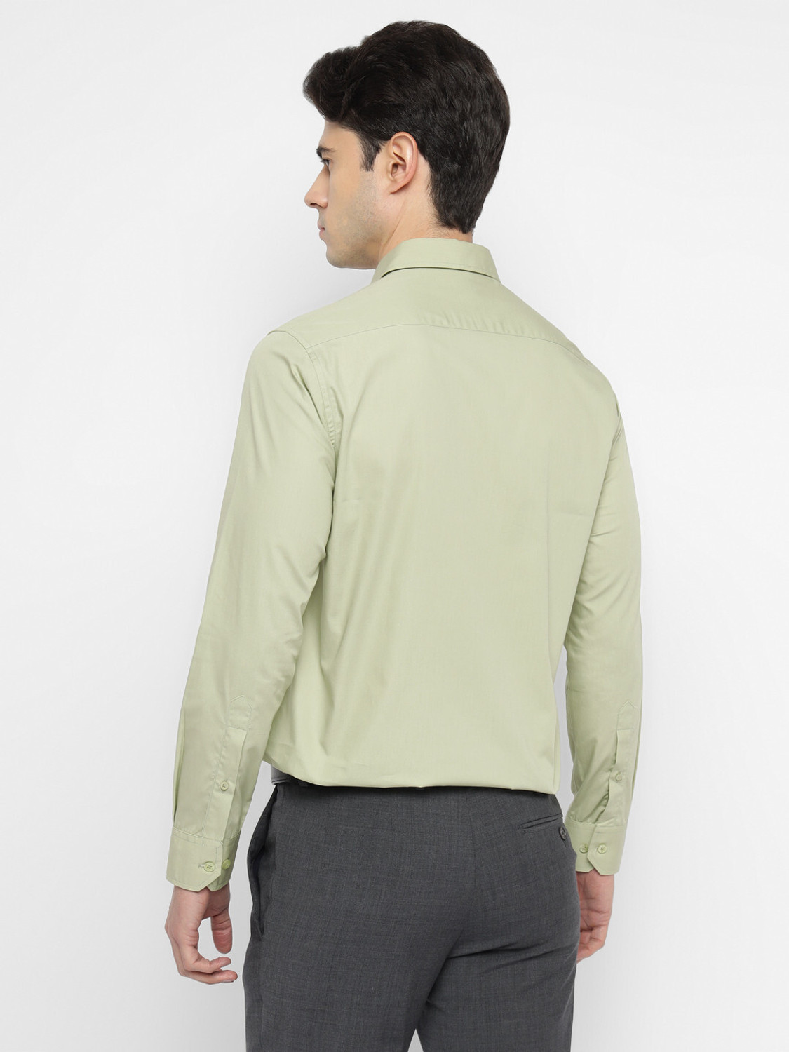 Image of Allen Cooper Men Solid Casual Green Shirt