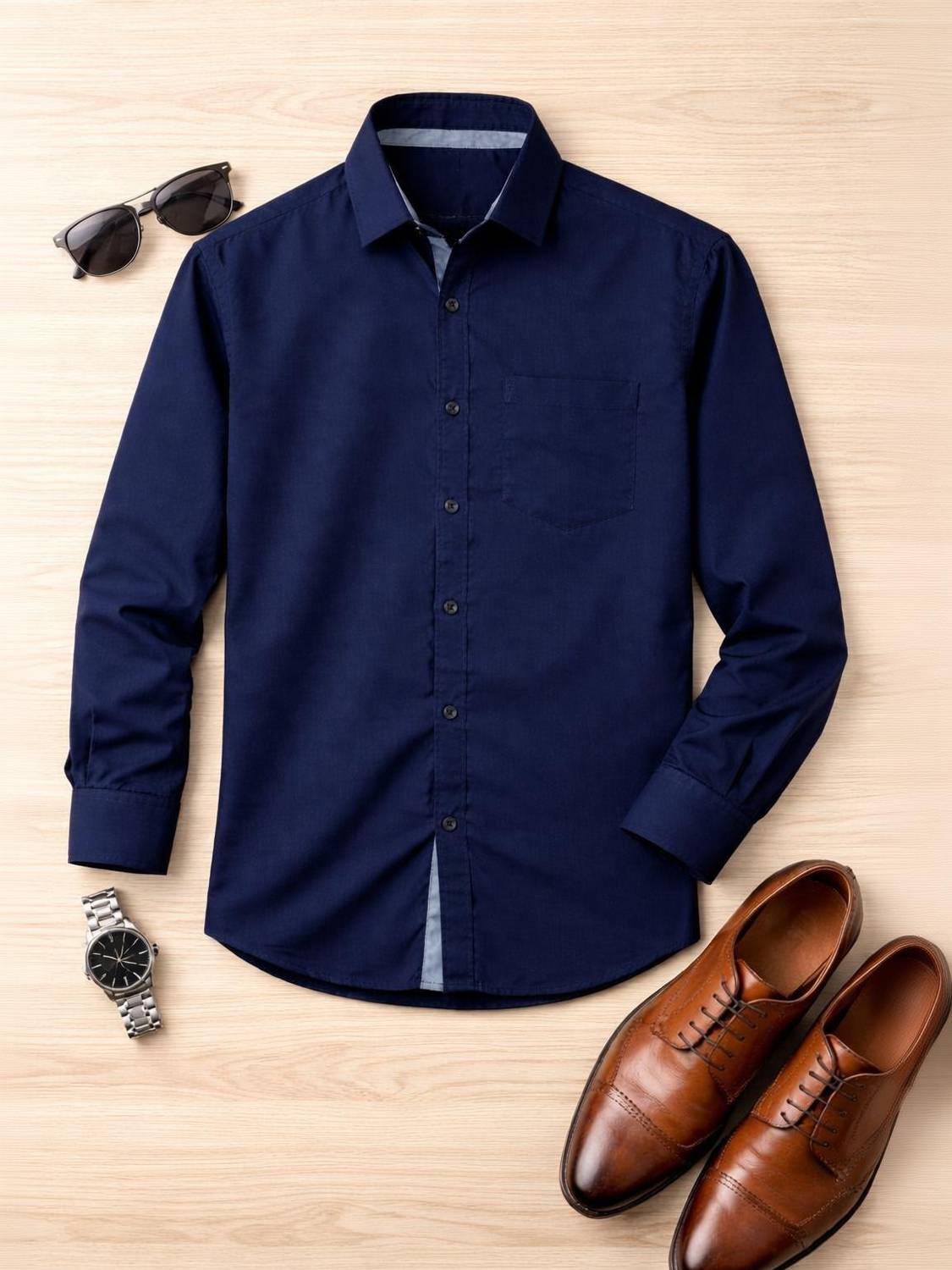 Aveer Men Solid Casual Blue Shirt