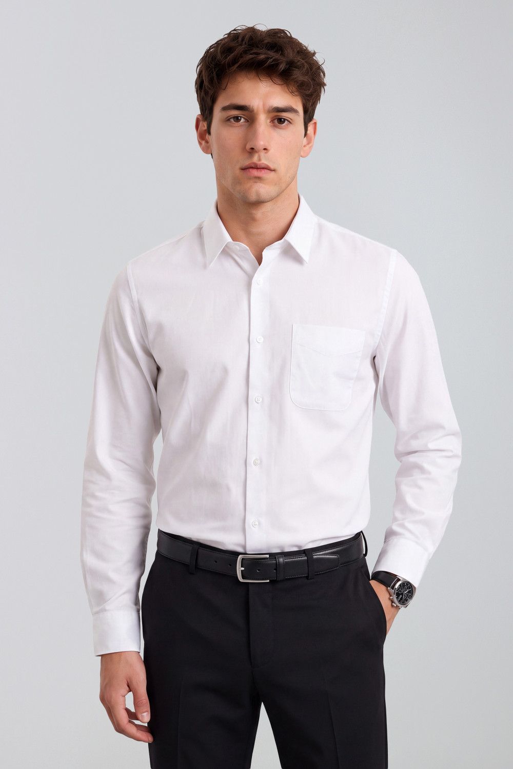 Image of PETER ENGLAND Men Solid Formal White Shirt