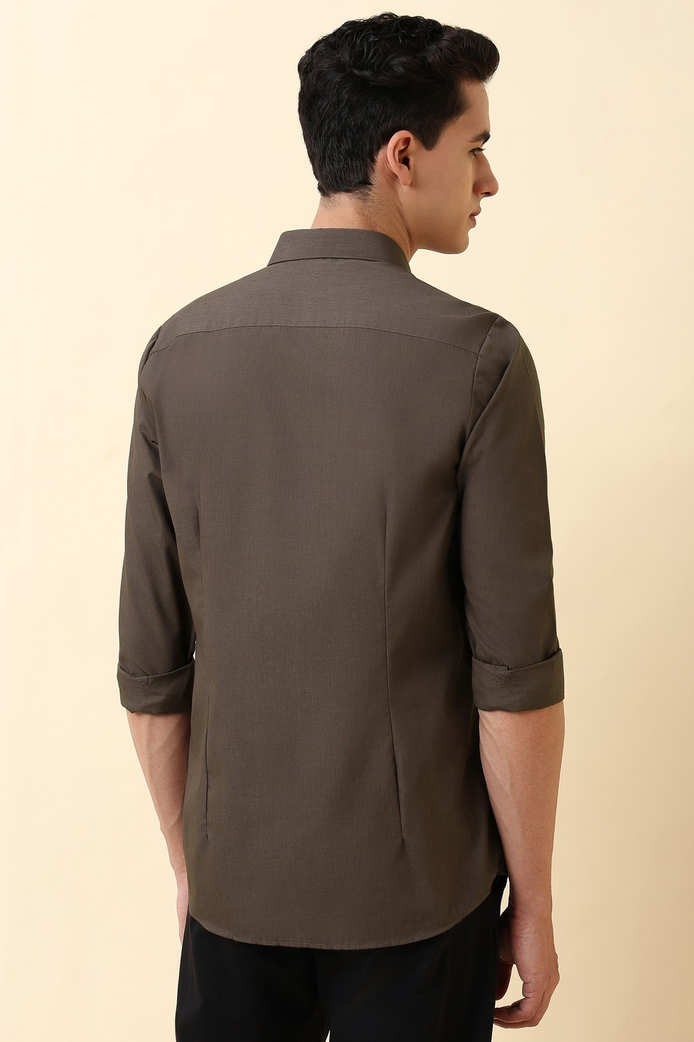 Image of Allen Solly Men Solid Casual Brown Shirt