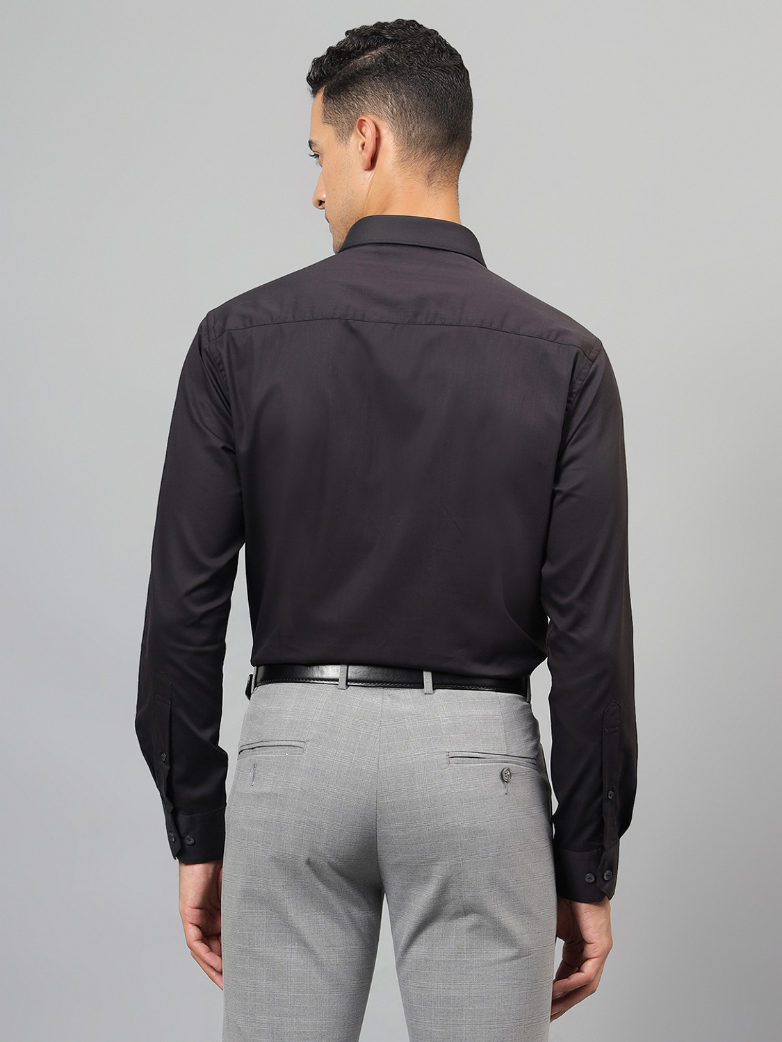 Image of CANTABIL Men Solid Formal Black Shirt
