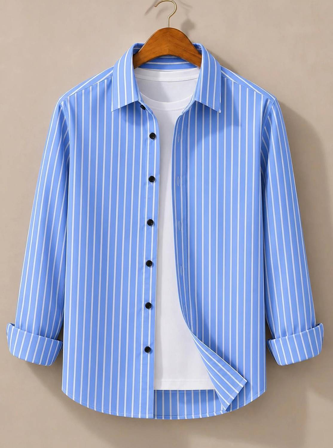 DMSF Men Striped Casual Blue Shirt - Image 1