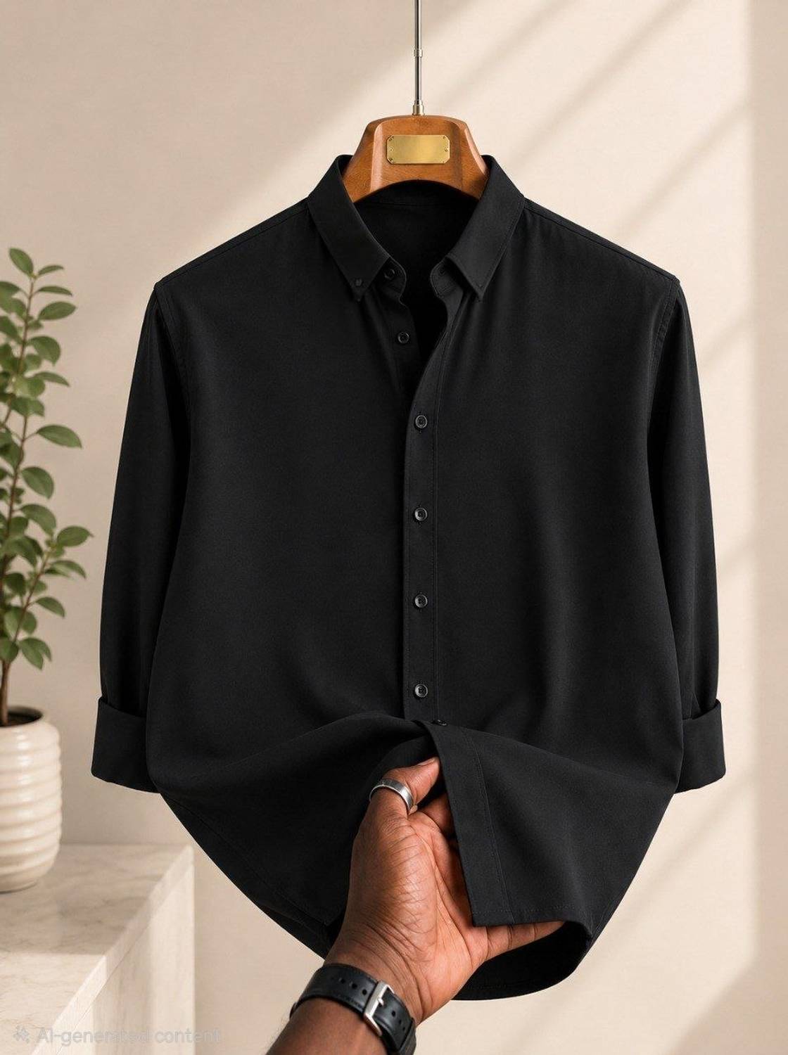 Marmic Fab Men Solid Black Shirt - Image 1