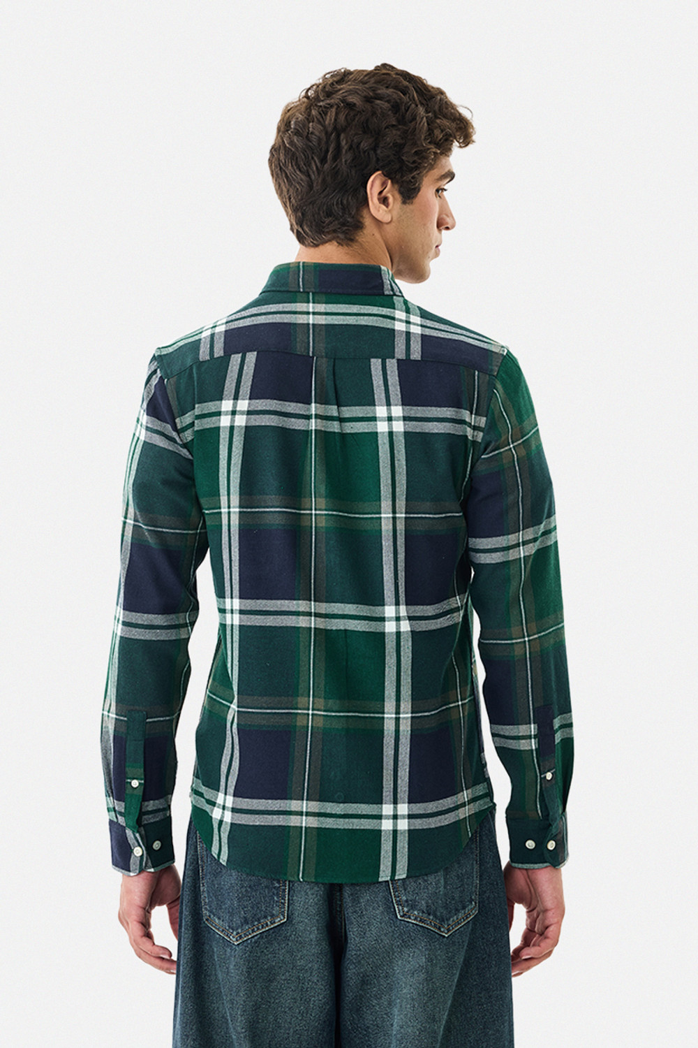 Image of Snitch Men Checkered Casual Dark Green Shirt