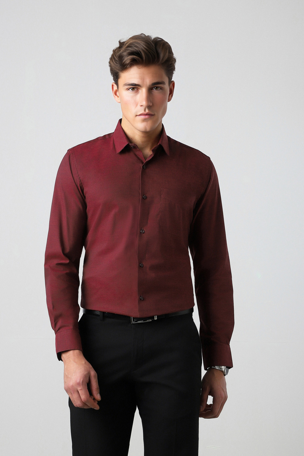 PETER ENGLAND Men Solid Formal Maroon Shirt