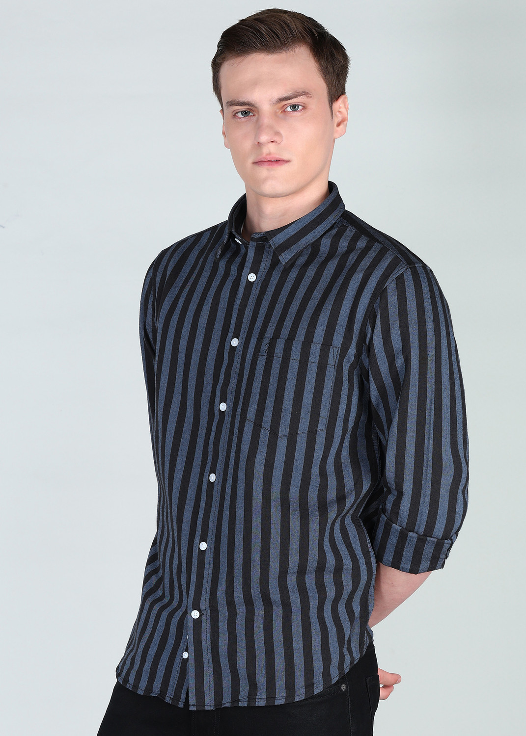 Image of INDIAN TERRAIN Men Slim Fit Striped Casual Shirt