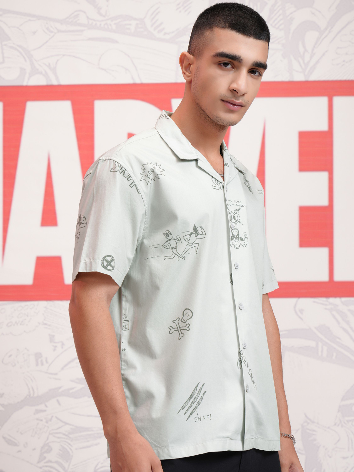 Image of HIGHLANDER Men Printed Casual Grey Shirt