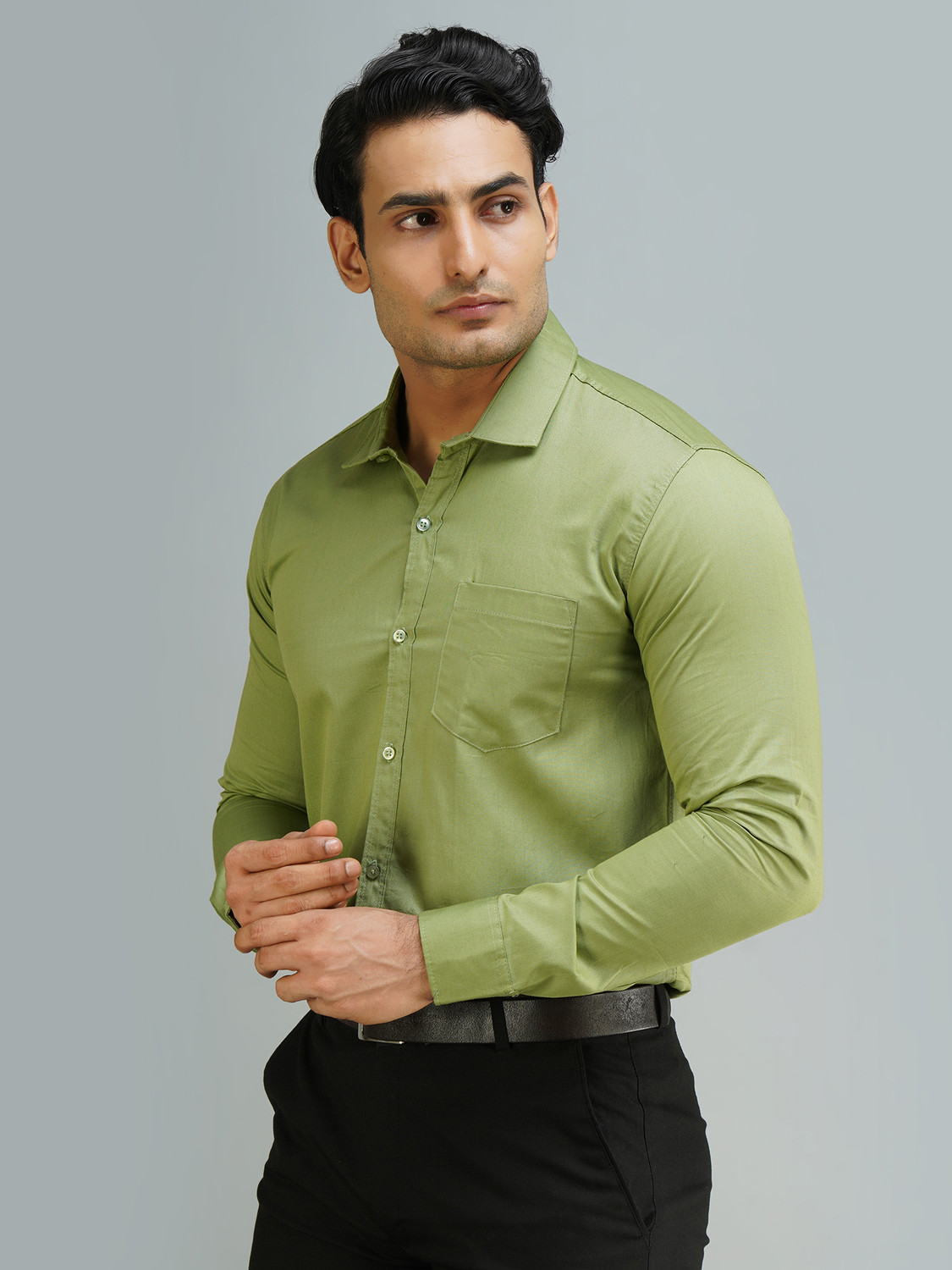 Image of youth first Men Solid Formal Black, White, Light Blue Shirt