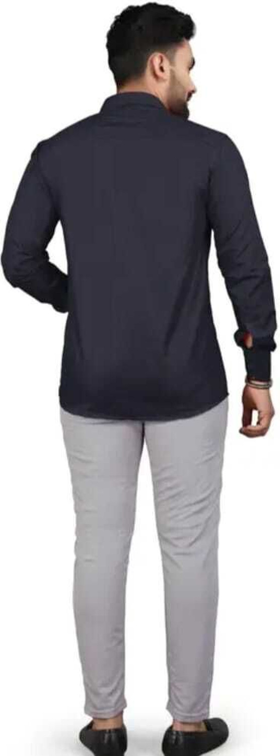 Image of bhiikassaddiyya Men Comfort Fit Solid Button Down Collar Casual Shirt