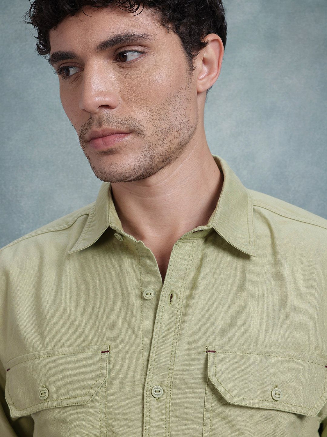 Image of Roadster Men Solid Casual Green Shirt