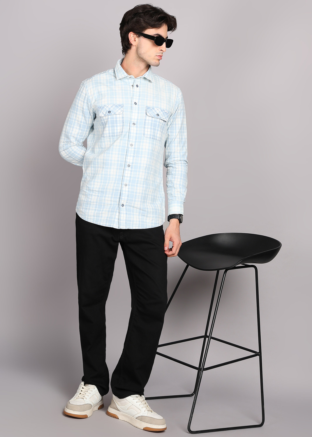 Image of KILLER Men Checkered Casual Blue Shirt