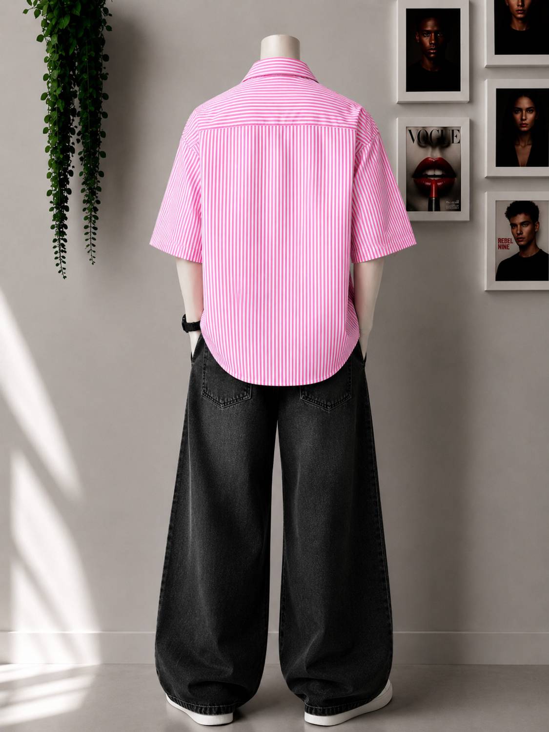 Asta Moda Men Striped Pink, White Shirt - Image 2