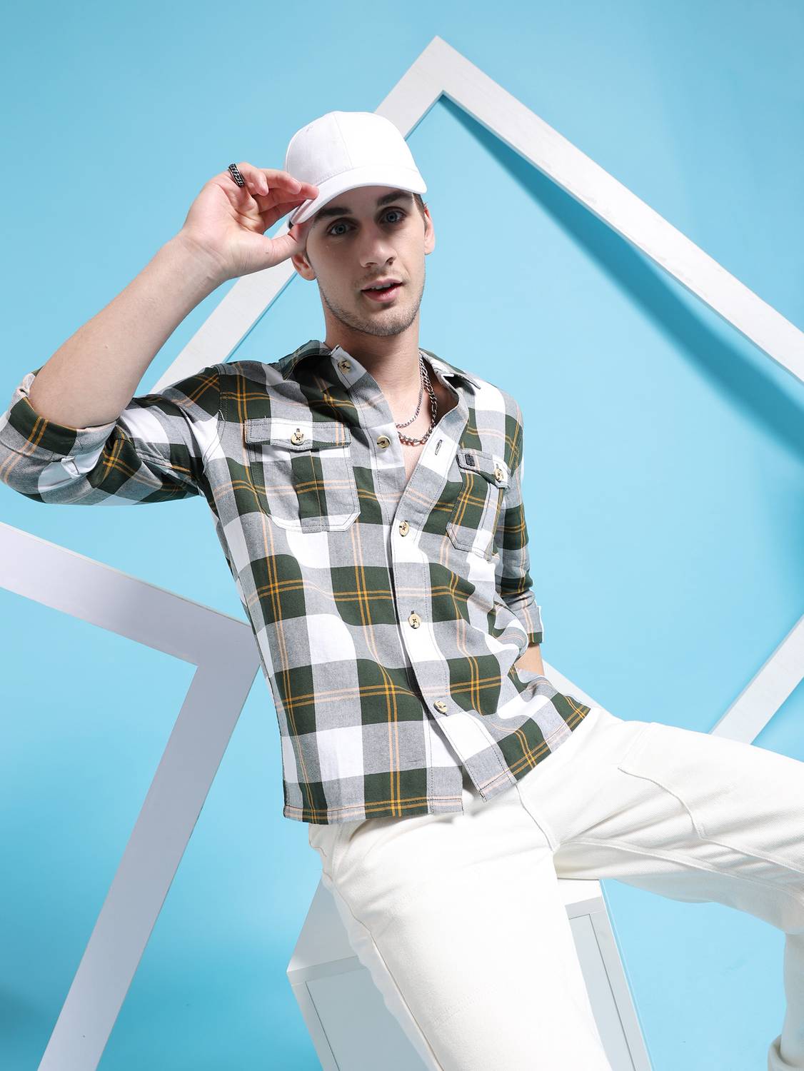 The Indian Garage Co. Men Green Checkered Shirt - Image 4