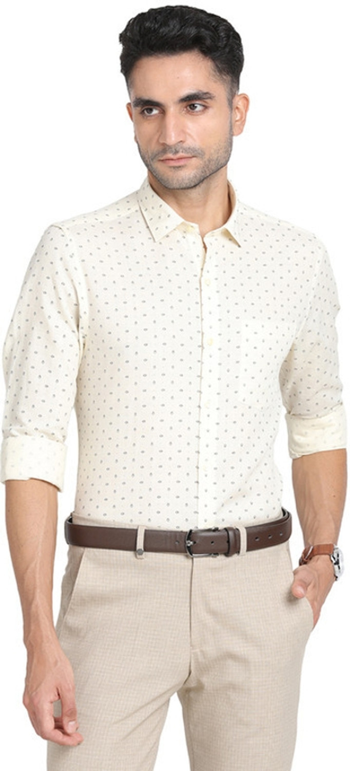 Image of TURTLE Men Printed Casual Grey, Yellow Shirt