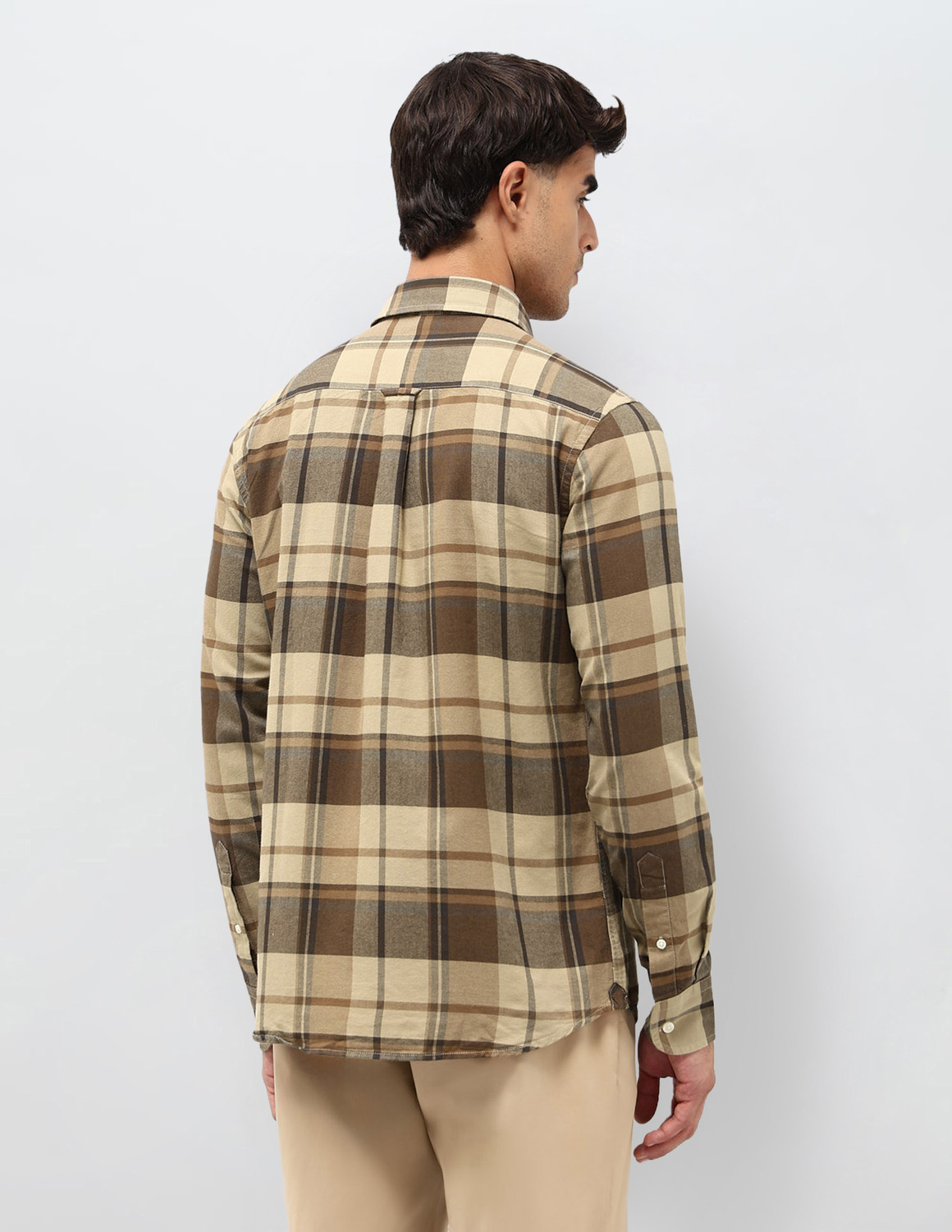 Image of U.S. POLO ASSN. Men Checkered Casual Brown, Beige Shirt