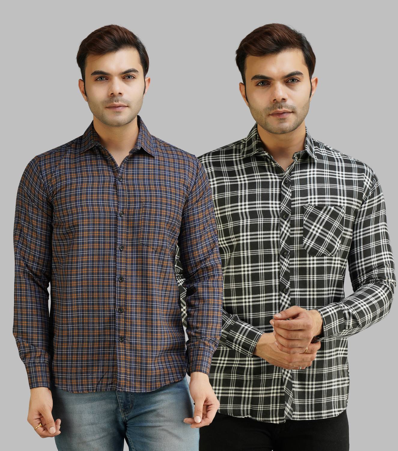youth first Men Regular Fit Checkered Spread Collar Casual Shirt