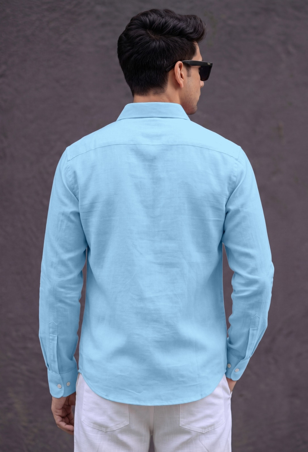 Image of Roadster Men Solid Casual Blue Shirt