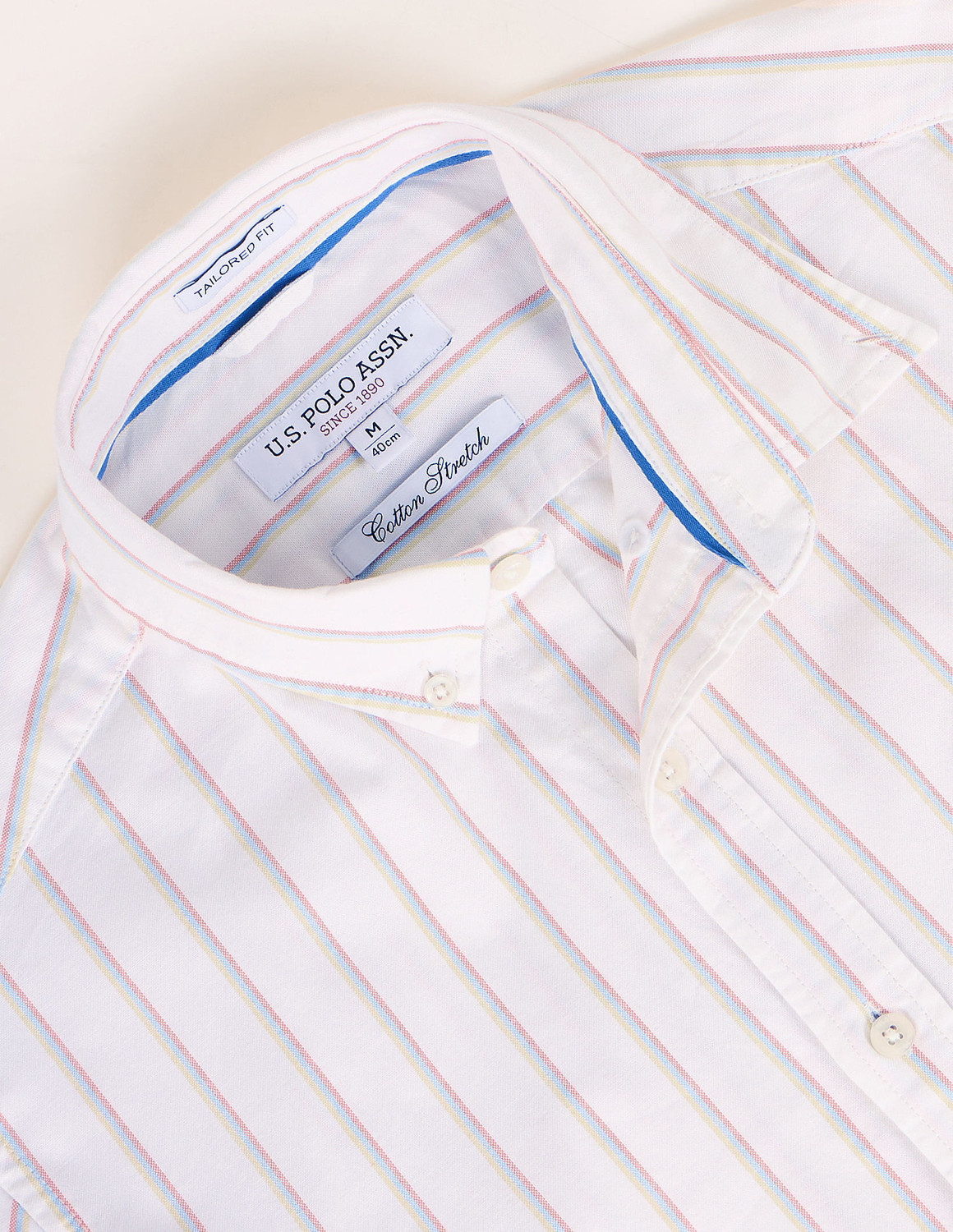 Image of U.S. POLO ASSN. Men Striped Casual White Shirt