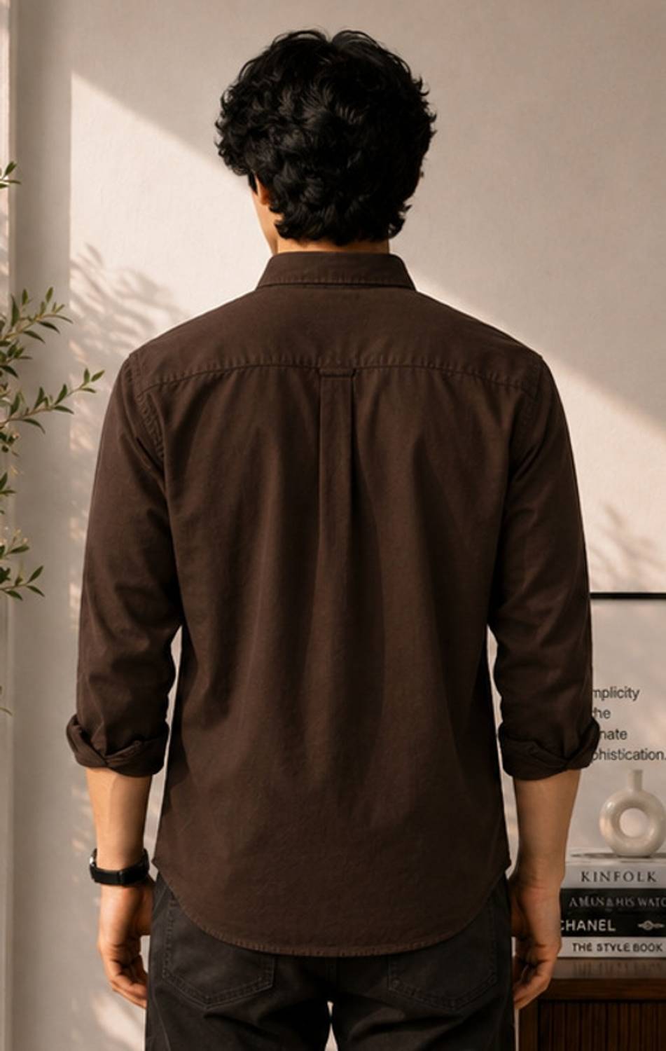 FNT Men Solid Brown Formal Shirt - Image 3