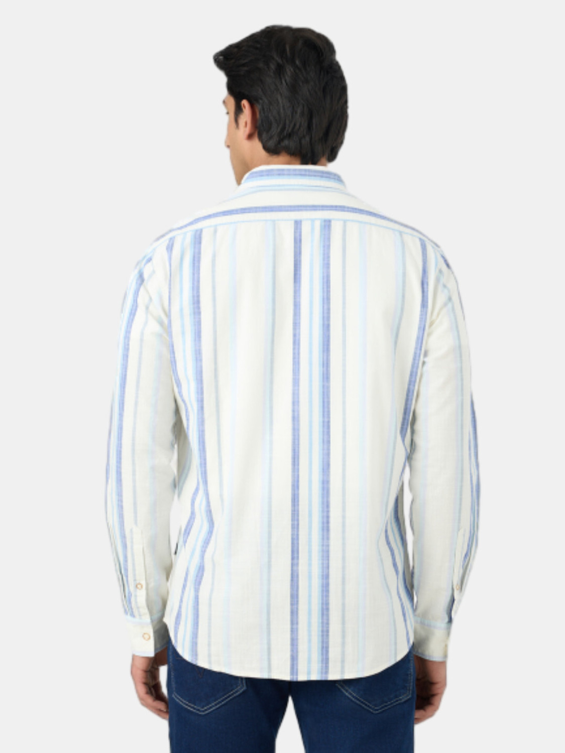 Image of Pepe Jeans Men Striped Casual White Shirt
