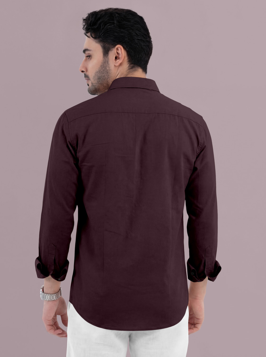Image of SZN Men Solid Casual Maroon Shirt