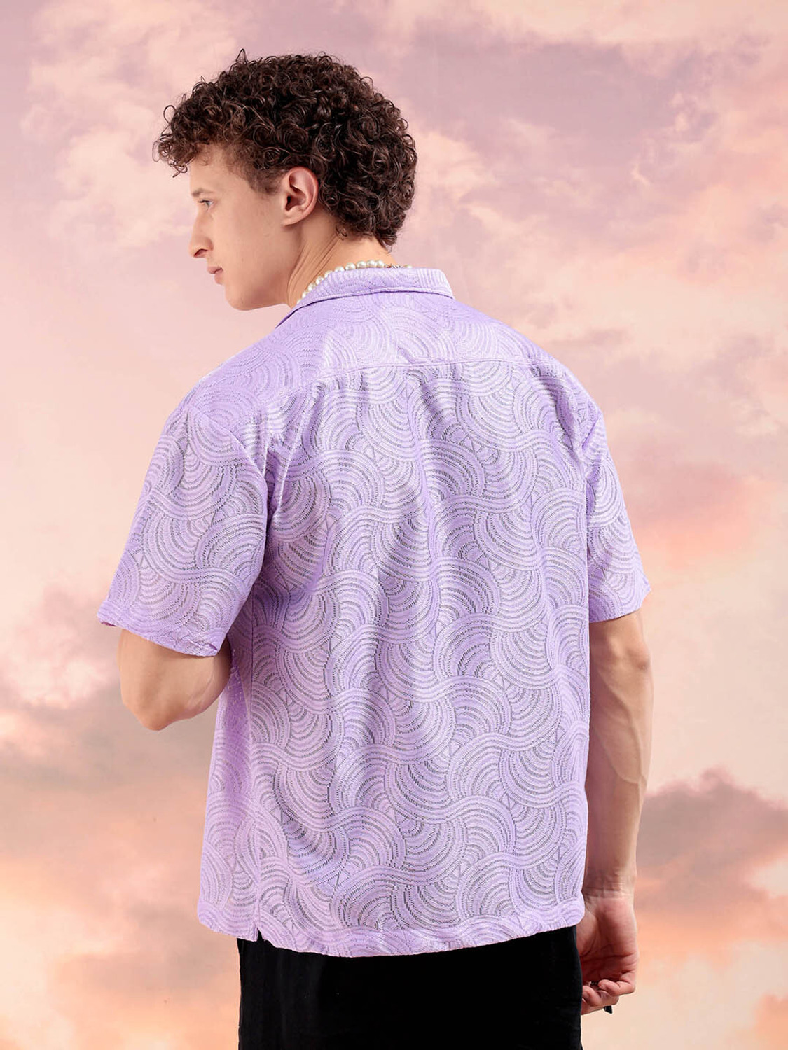 Image of The Indian Garage Co. Men Solid Beach Wear Purple Shirt