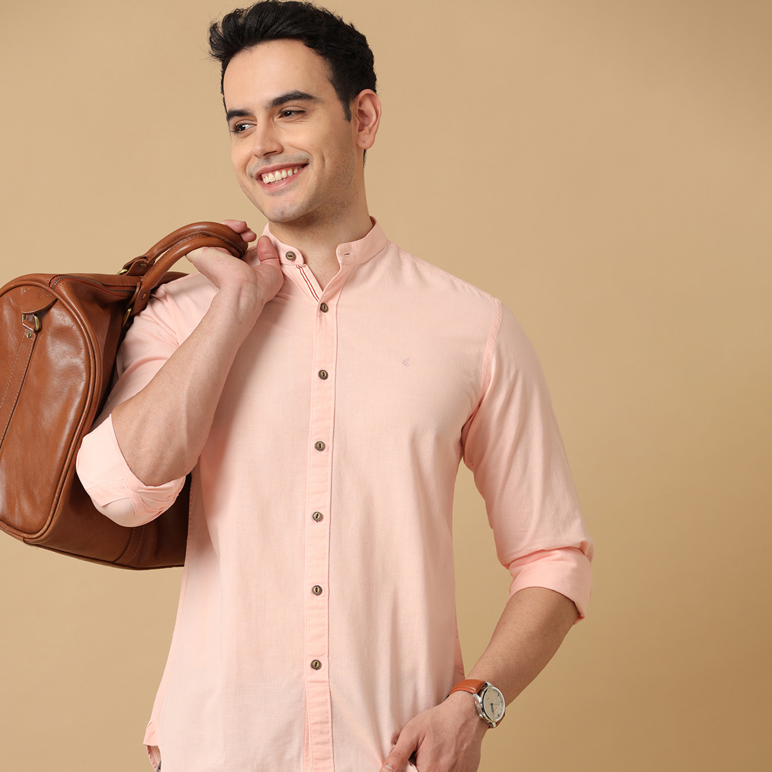 Image of CAVALLO BY LINEN CLUB Men Solid Casual Pink Shirt