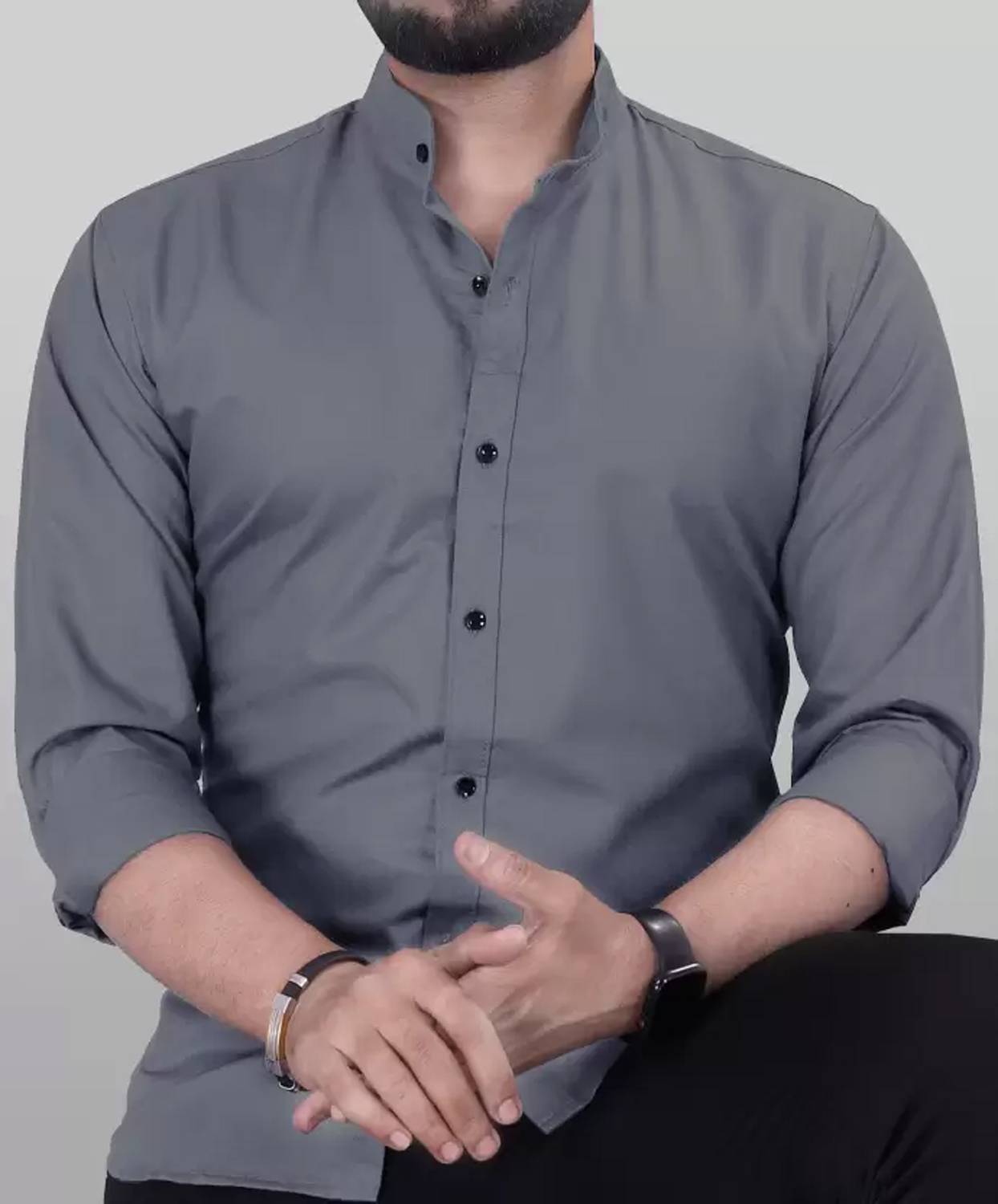 Univibe Men Solid Casual Grey Shirt