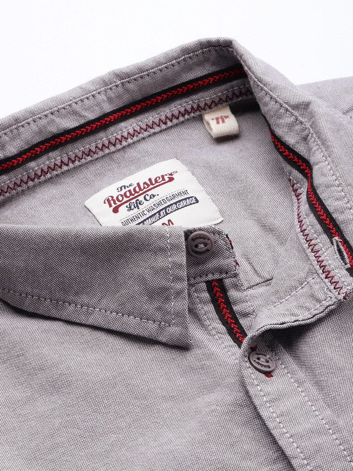 Image of Roadster Men Solid Casual Grey Shirt