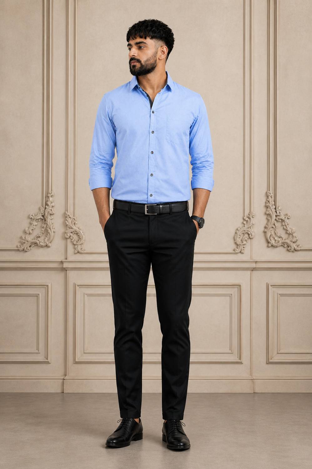 VELRON Men Light Blue Casual Shirt - Image 5