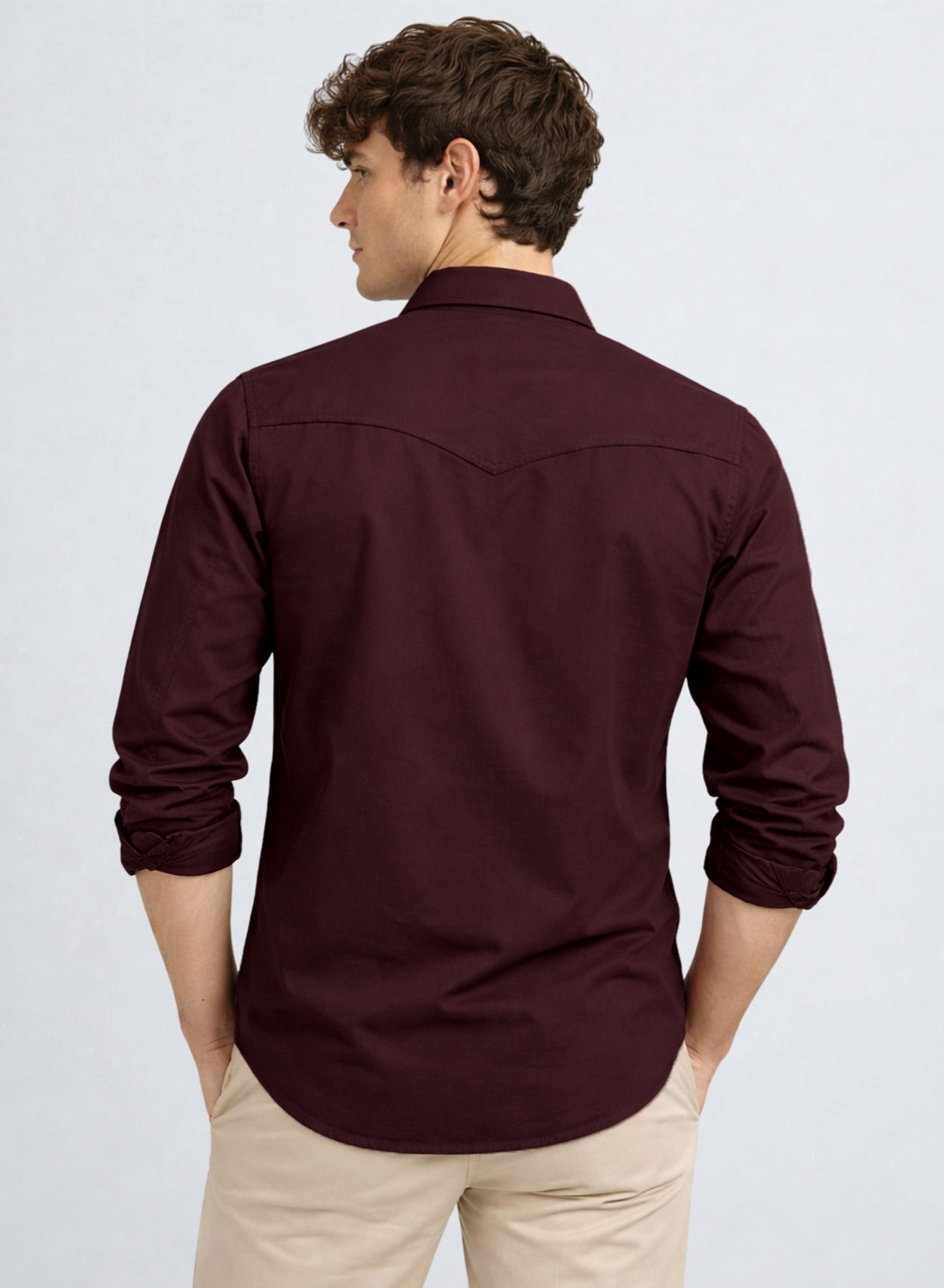 Image of ADRO Men Solid Casual Maroon Shirt