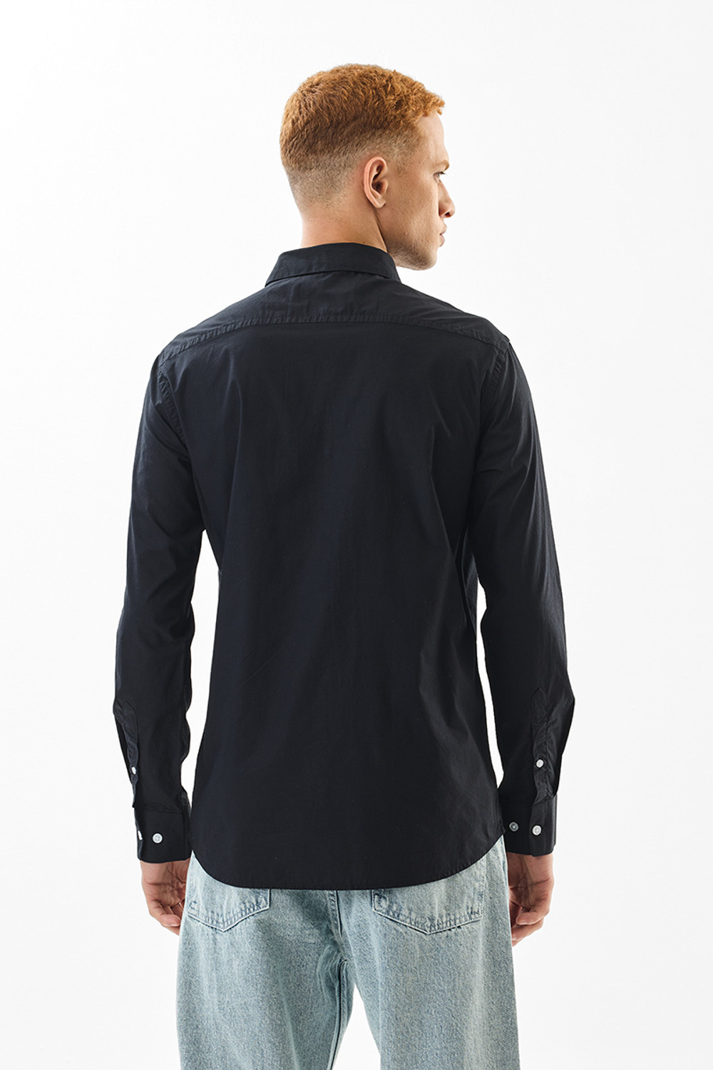 Image of Snitch Men Solid Casual Black Shirt