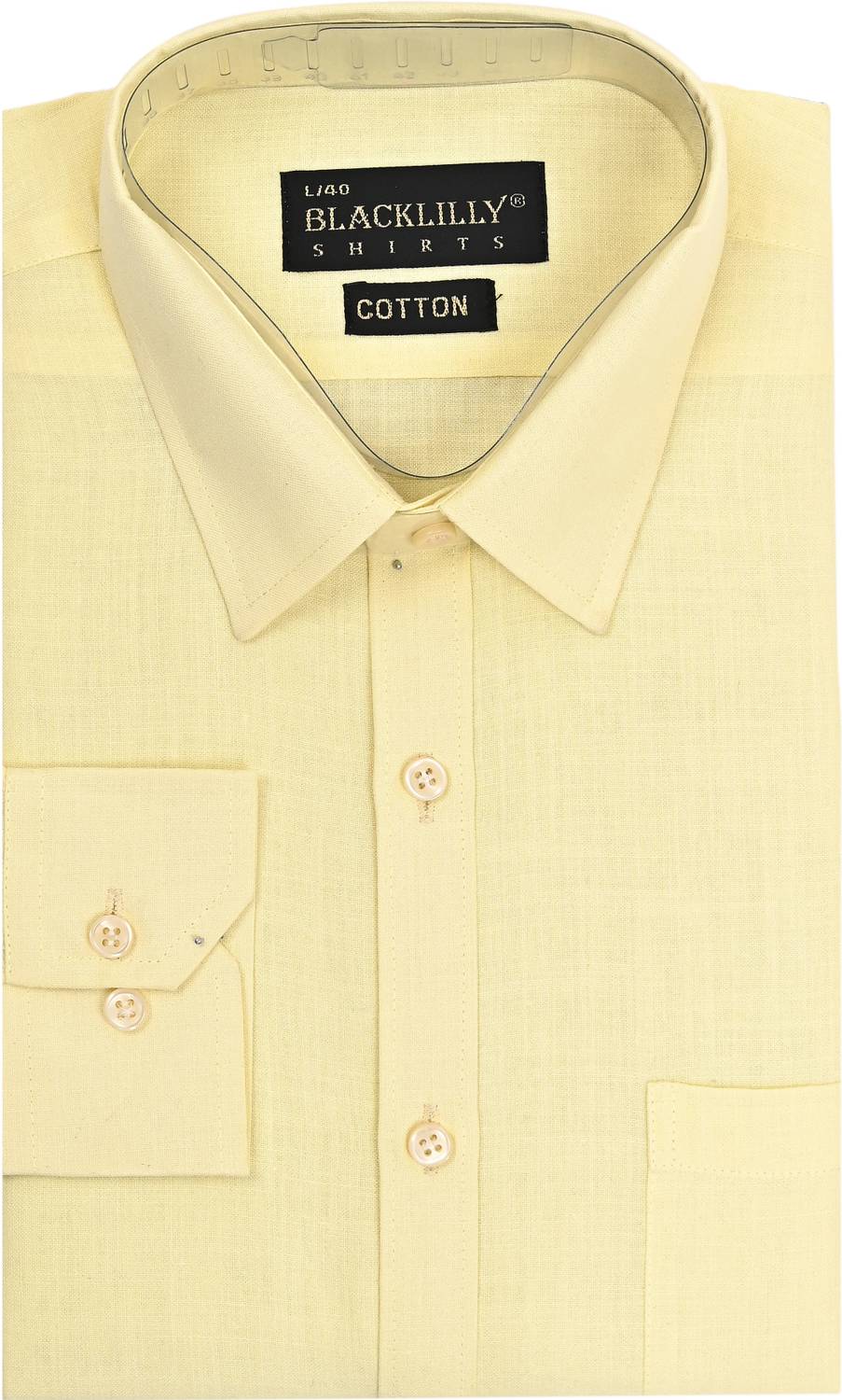 BlackLilly Men Solid Formal Yellow Shirt