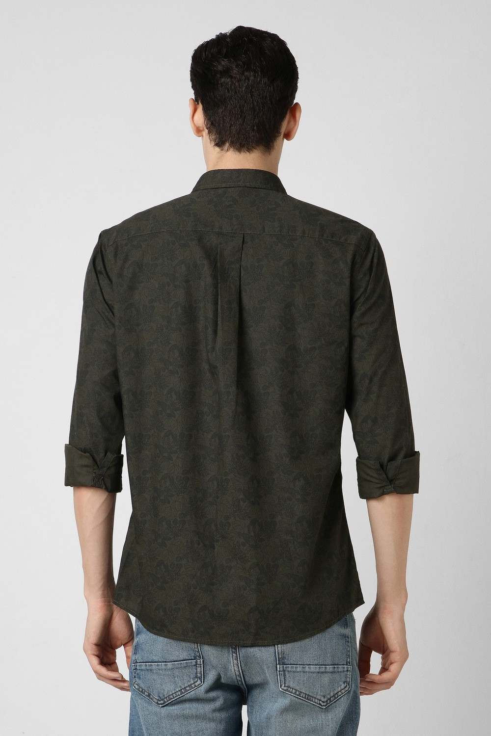 Image of PETER ENGLAND Men Printed Casual Green Shirt