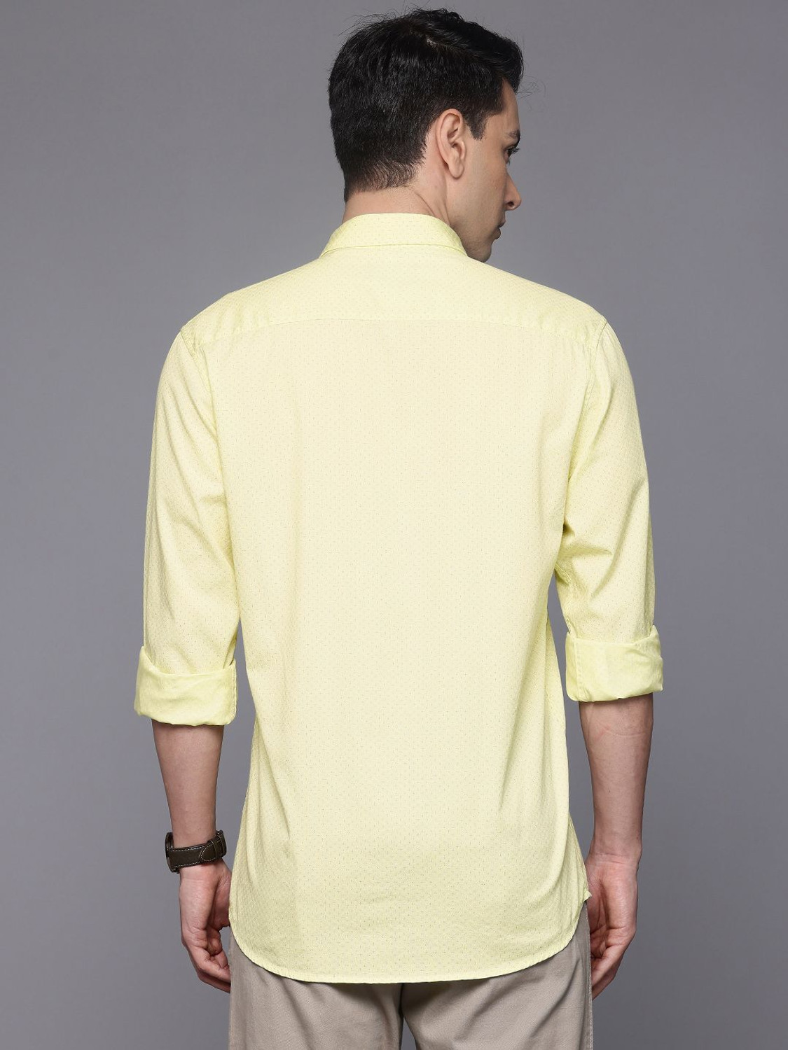 Image of Allen Solly Men Printed Casual Yellow Shirt
