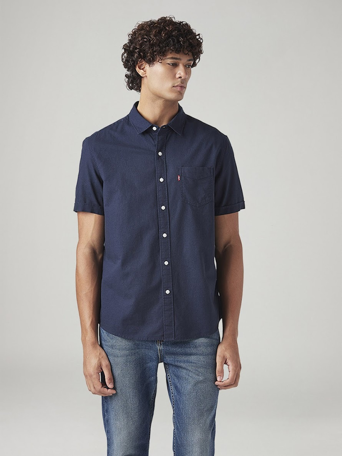 Image of LEVI'S Men Solid Casual Blue Shirt