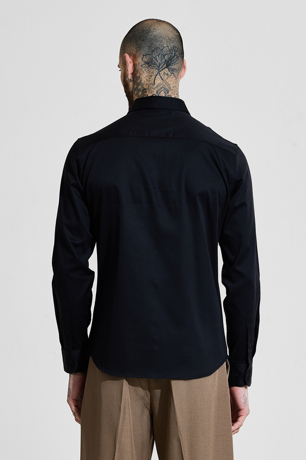 Image of Snitch Men Solid Formal Black Shirt