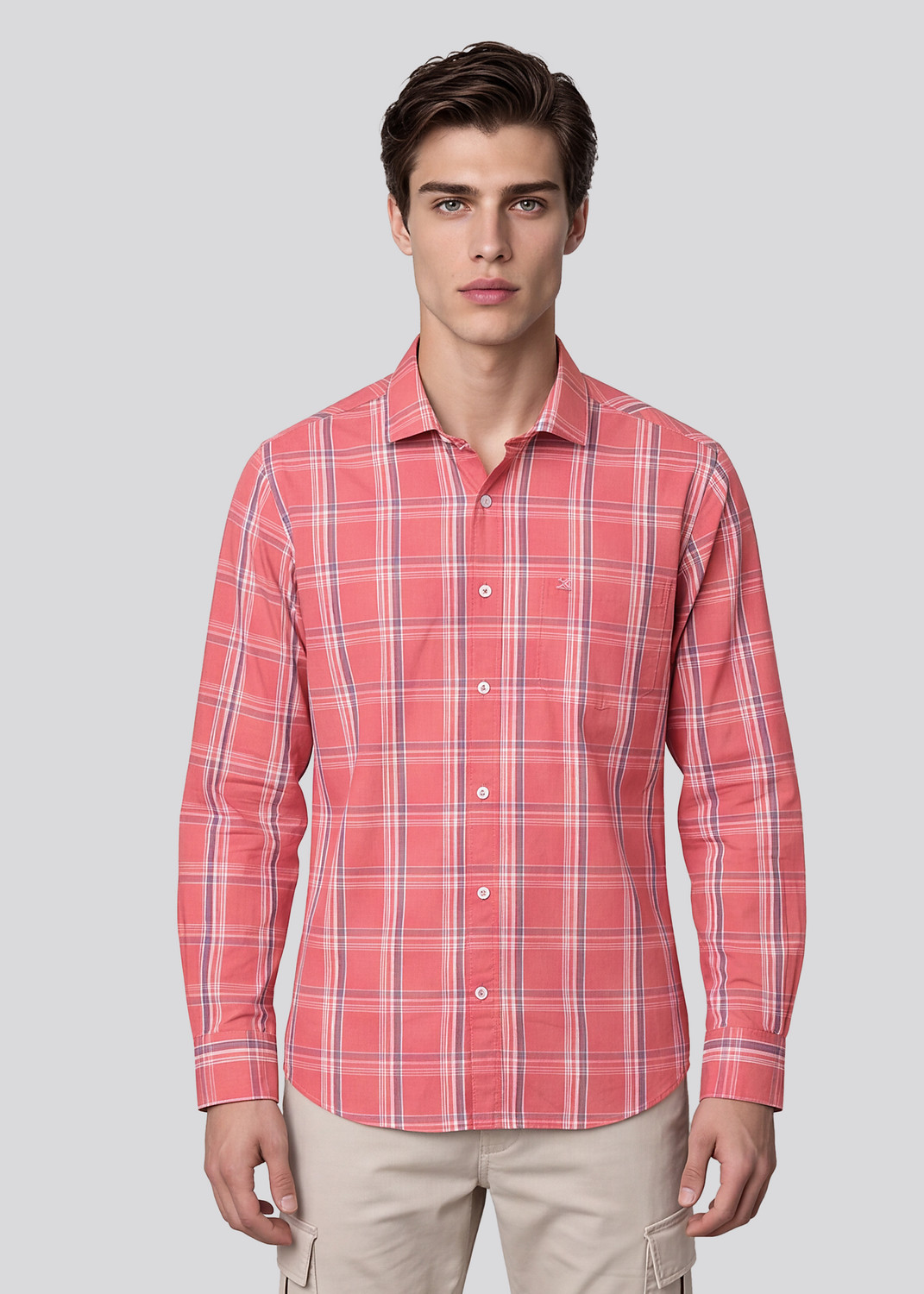 Image of KILLER Men Slim Fit Checkered Spread Collar Casual Shirt