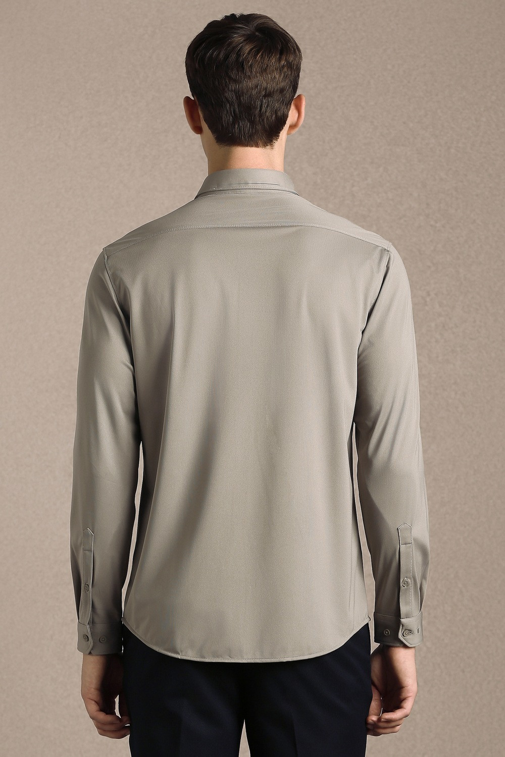 Image of LOUIS PHILIPPE Men Solid Casual Grey Shirt