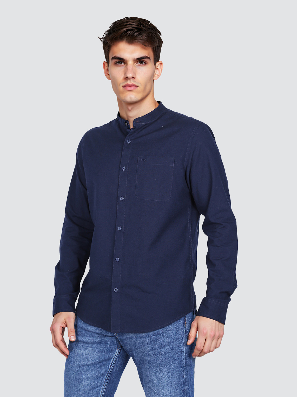 Image of LEE Men Solid Casual Blue Shirt