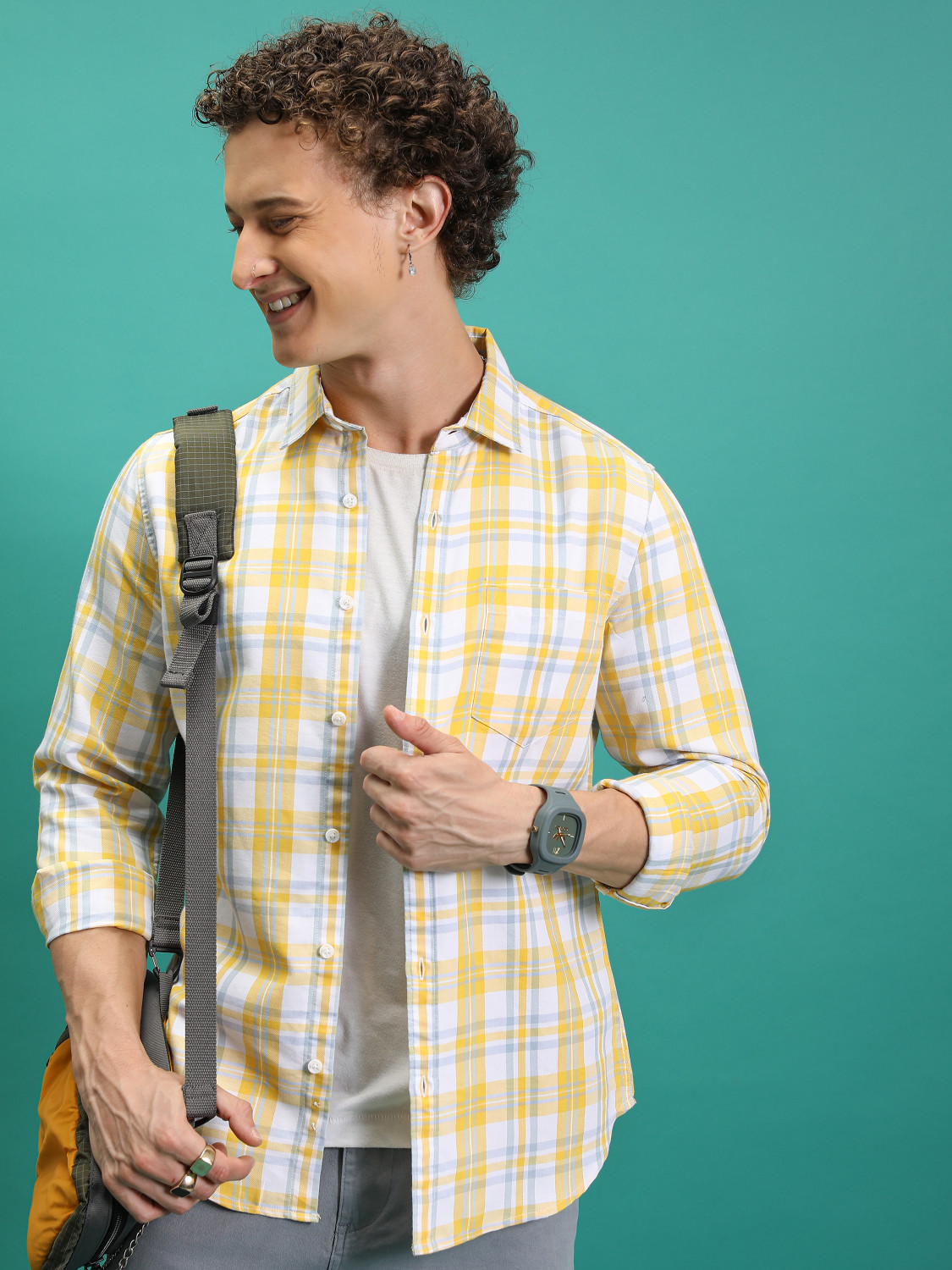 Image of HIGHLANDER Men Checkered Casual Multicolor Shirt