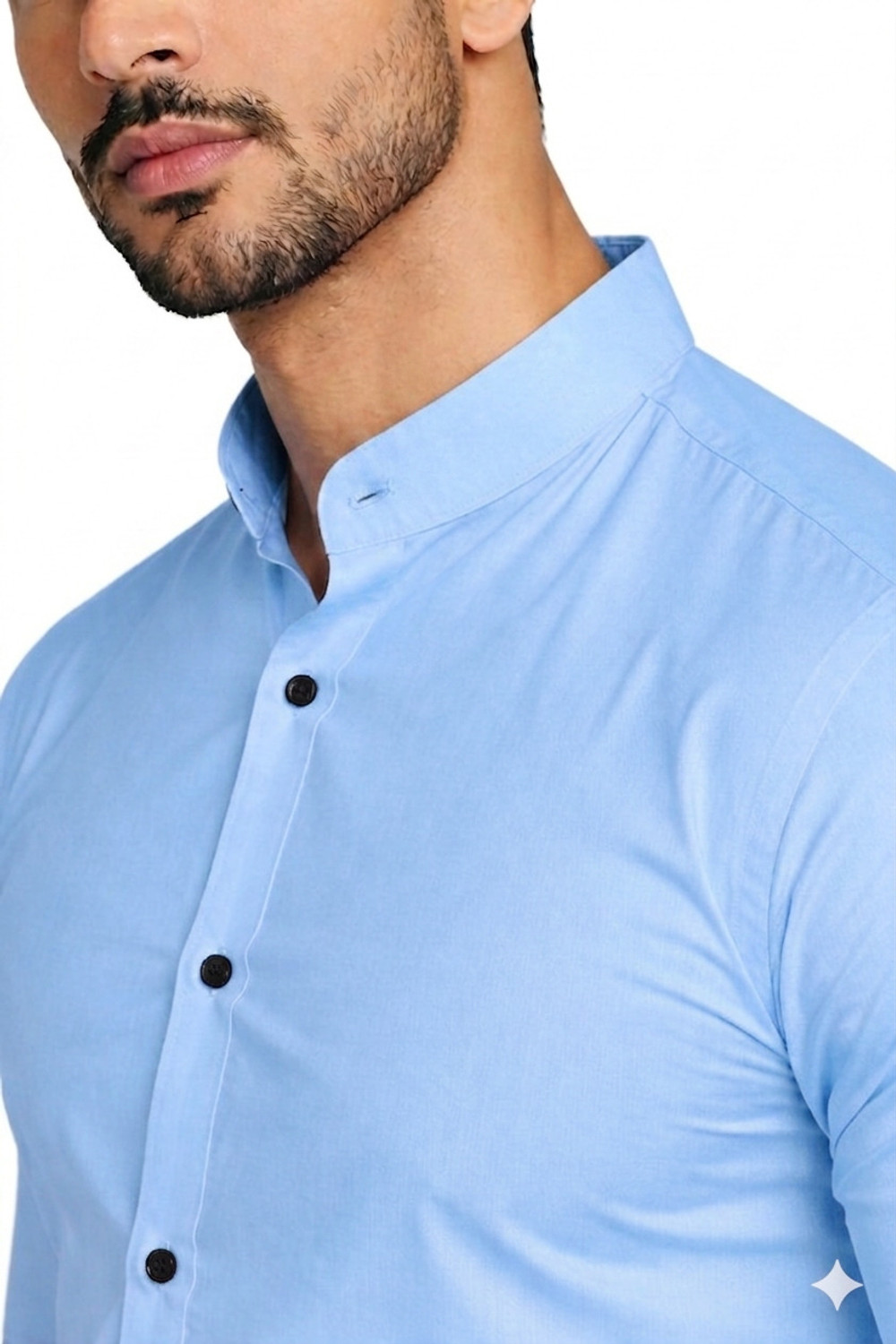 Image of Sky Global Trading Men Solid Casual Light Blue Shirt