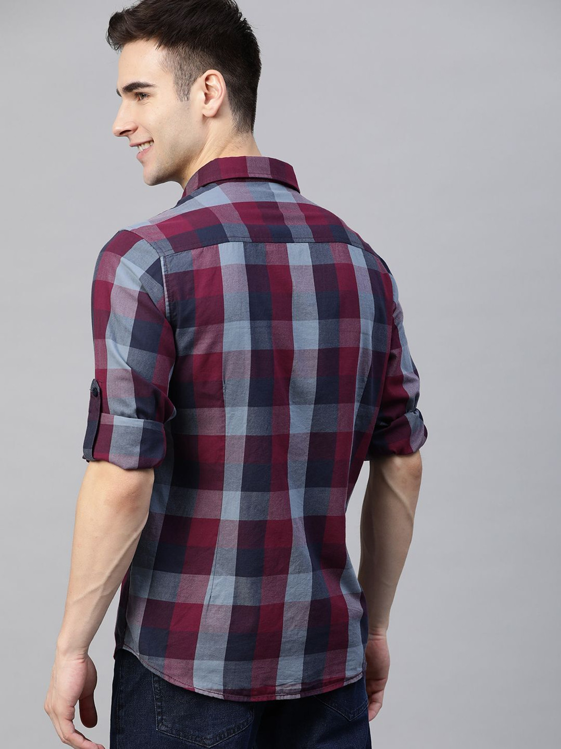 Image of HERE&NOW Men Checkered Casual Multicolor Shirt