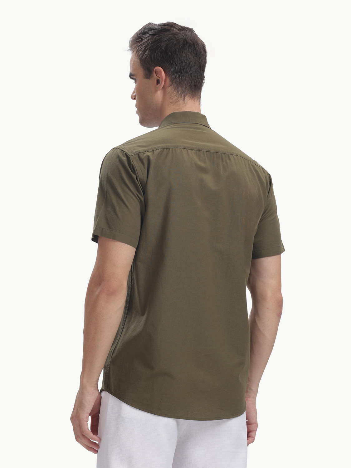 Image of BLUE SQUAD Men Solid Casual Green Shirt