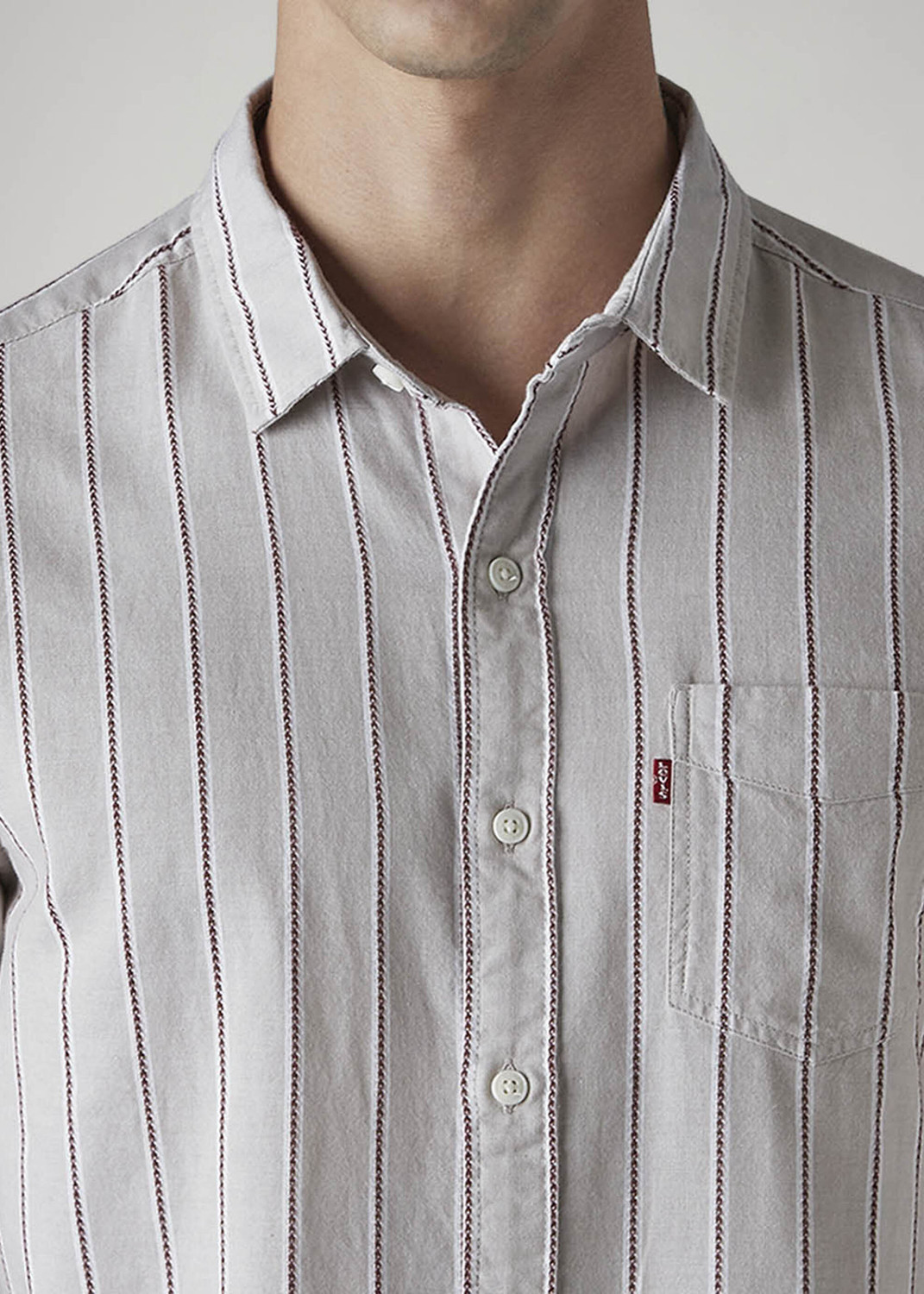 Image of LEVI'S Men Striped Casual Brown Shirt