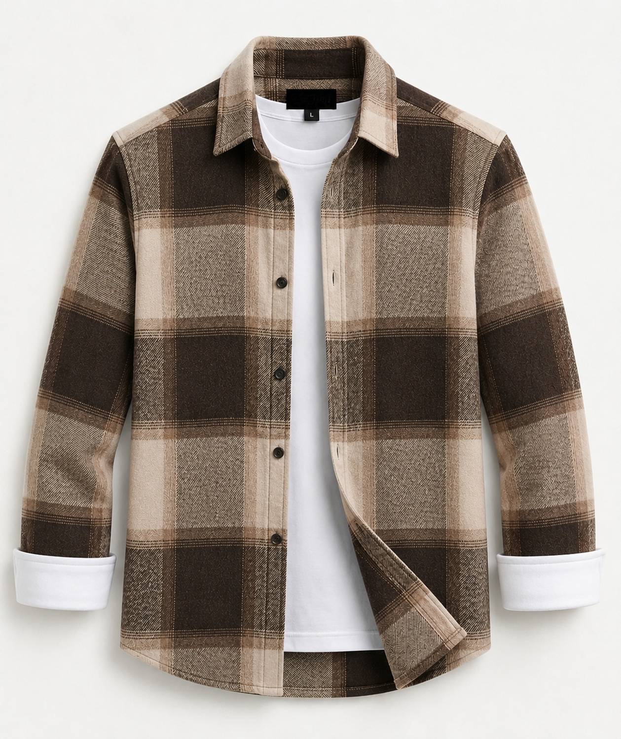 DIMMY Men Checkered Casual Brown Shirt - Image 1
