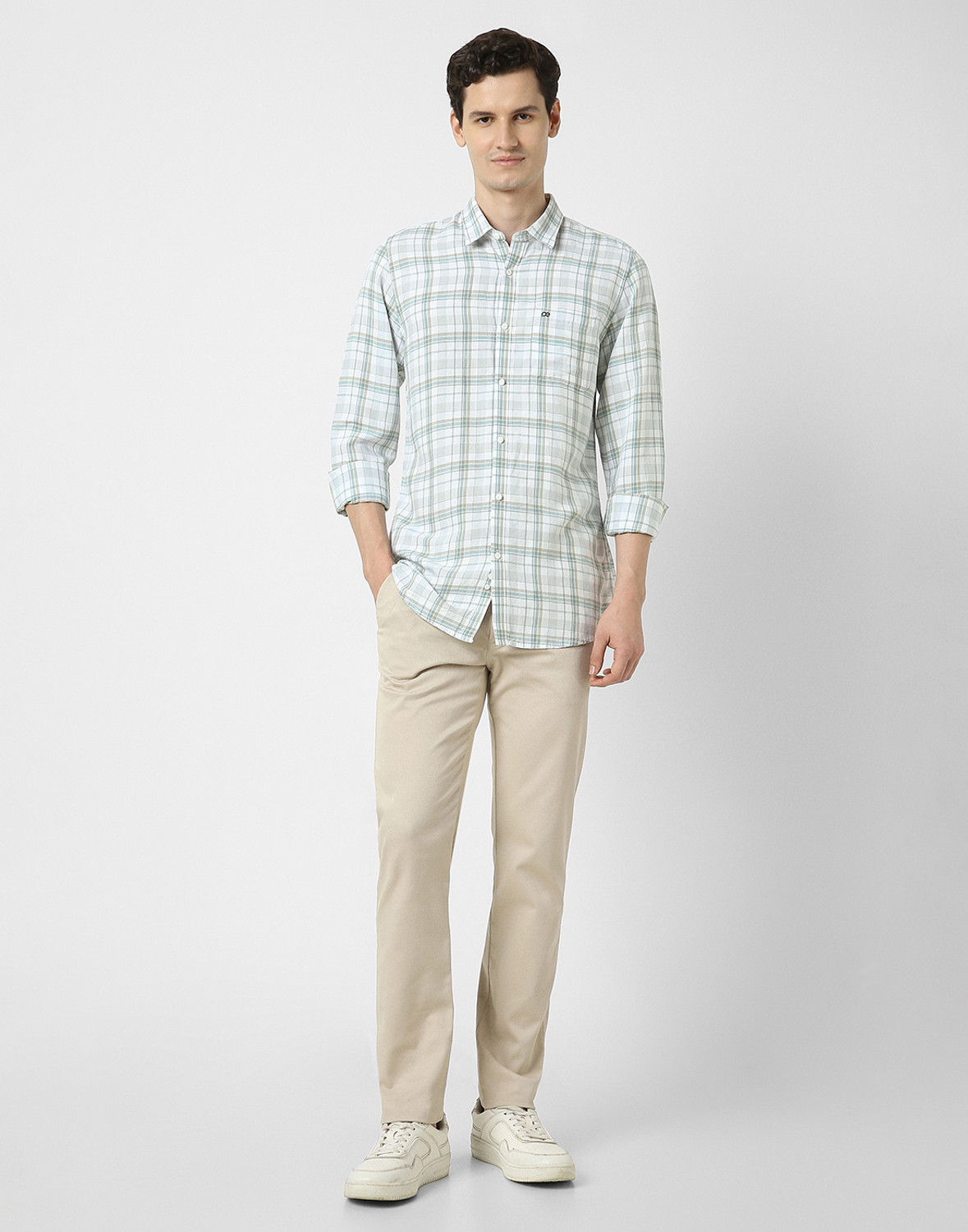 Image of PETER ENGLAND Men Checkered Casual White Shirt