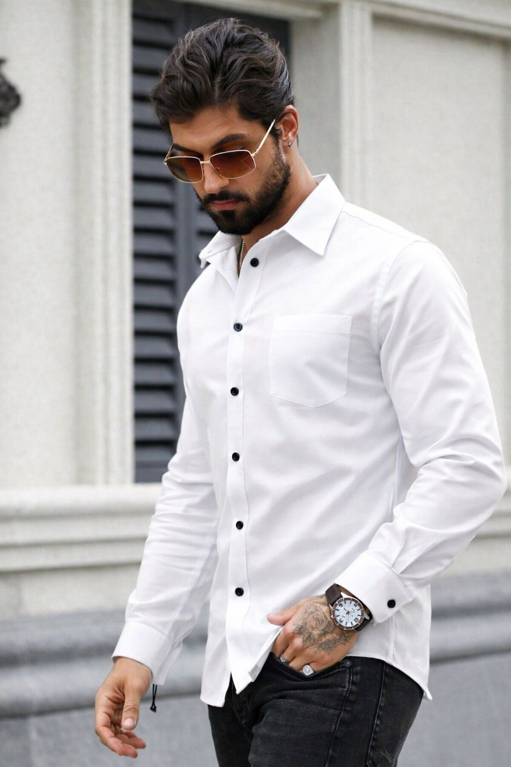 Image of METRONAUT Men Solid Formal White Shirt